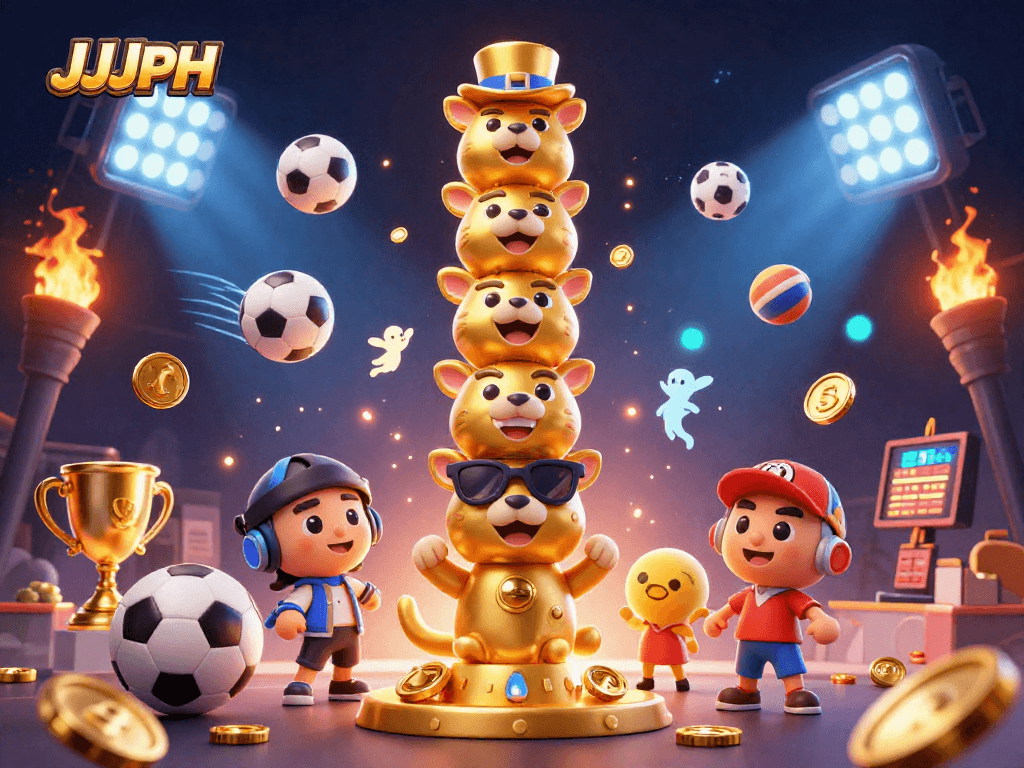 Experience the thrill of JJJPH with vibrant casino-themed illustration featuring lively characters.