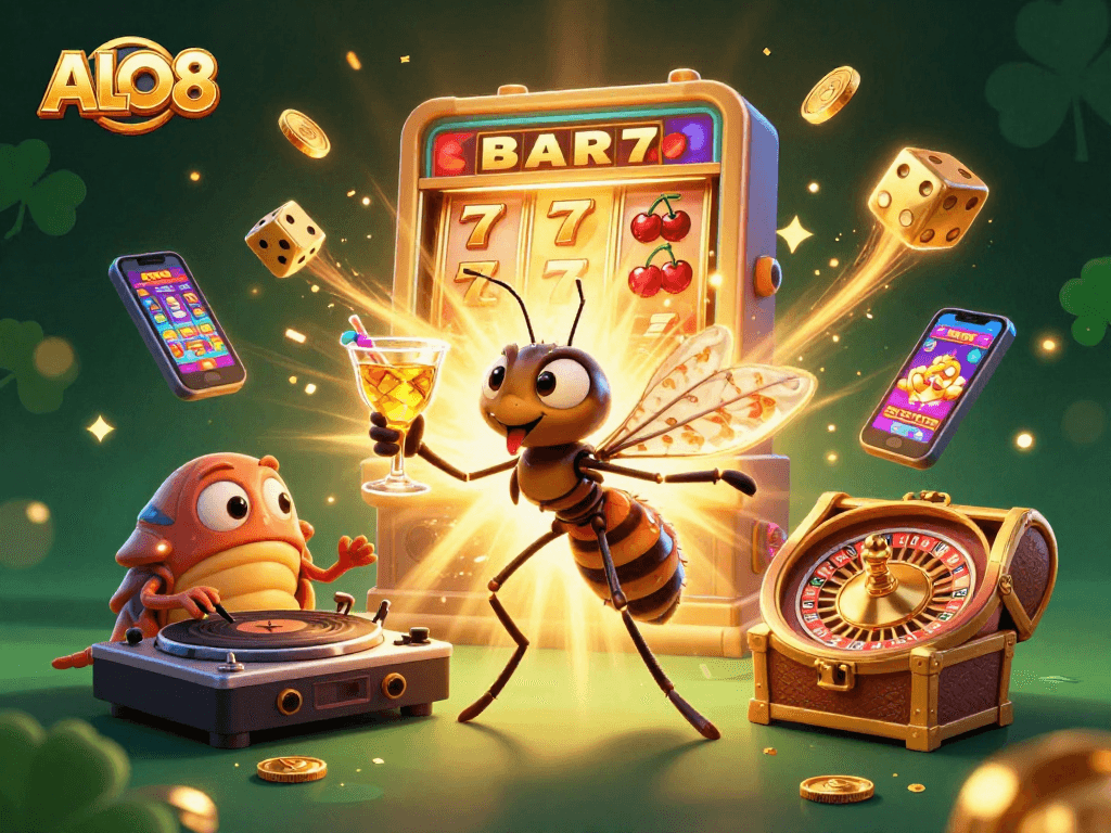 Play and win with ALO8's vibrant online casino experience featuring rich 3D characters and game elements.