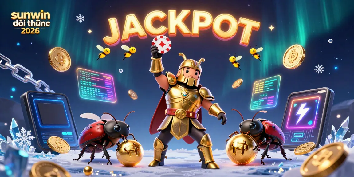 Win with sunwin đổi thưởng 2026, featuring the victorious hercules beetle character in an engaging casino setting.