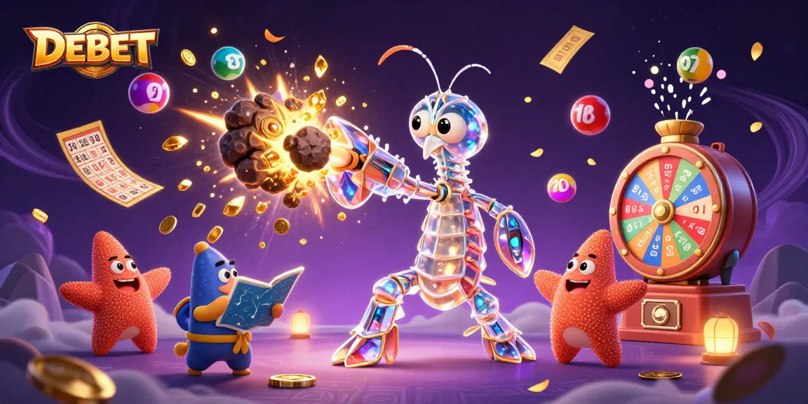 DEBET brings excitement as the galactic samurai mantis shrimp unveils golden rewards in a vibrant casino scene!