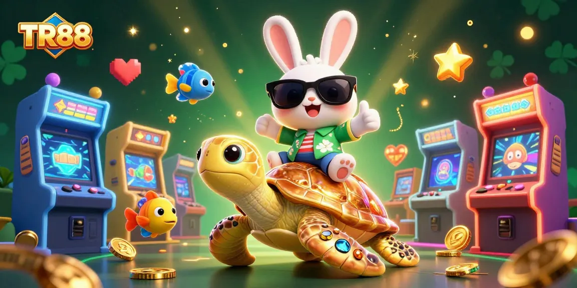 Join TR88 with a lucky rabbit and sea turtle in a vibrant casino gaming adventure!