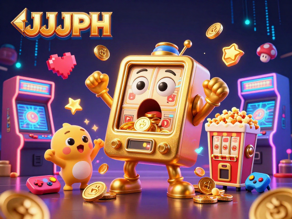 Experience JJJPH: Celebrate a jackpot win with lively slot machines and arcade elements.