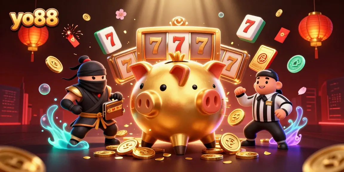 Spin to win with yo88, showcasing an epic 3D casino scene filled with vibrant game elements.