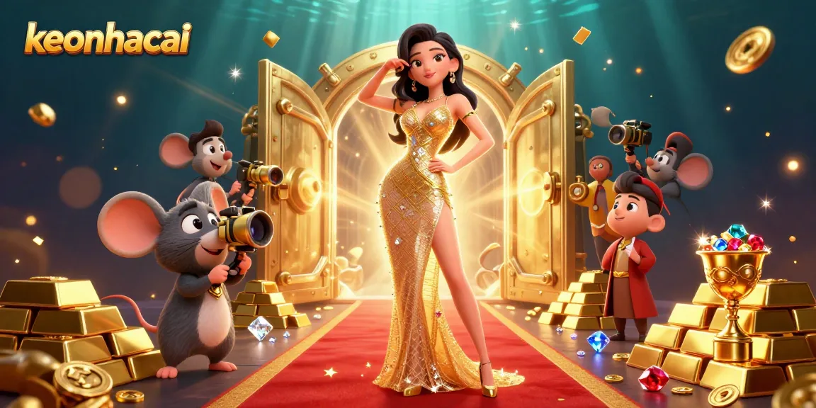 Experience the thrill of keonhacai with a glamorous scene filled with golden treasures and dynamic characters.
