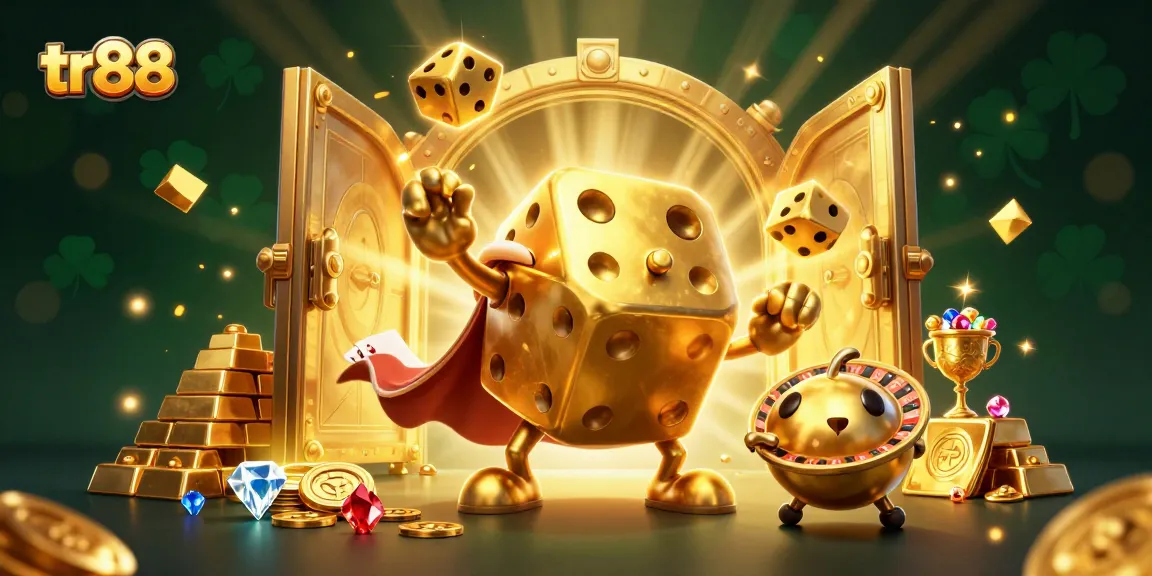 Experience the fun of tr88 with a dazzling scene of golden dice and massive winnings.