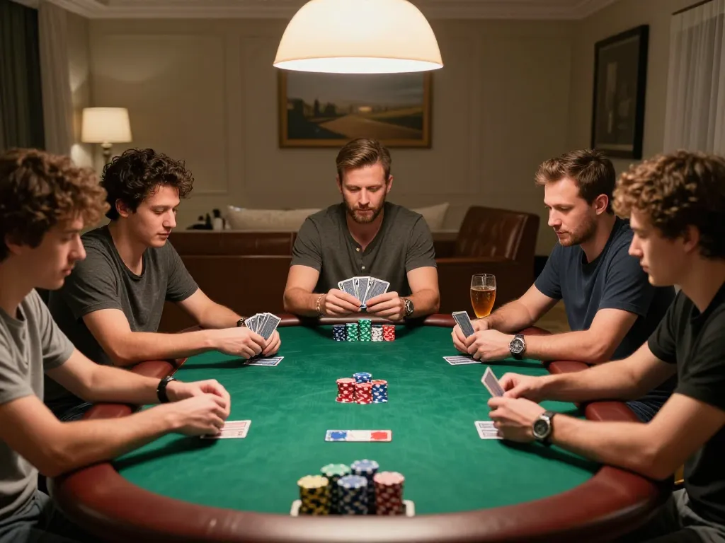 Players engaged in a strategic poker game showcasing mainecoasthemp premium gaming atmosphere