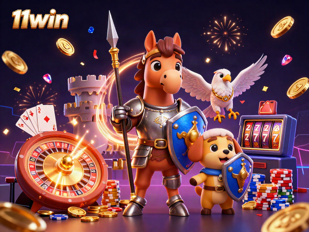 Experience thrilling gameplay with 11win's fun elements, featuring interactive gaming icons and festive decorations.