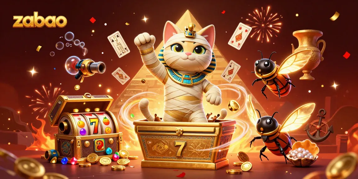 zaobao offers an exciting 3D casino experience with a mummy cat and colorful gaming elements