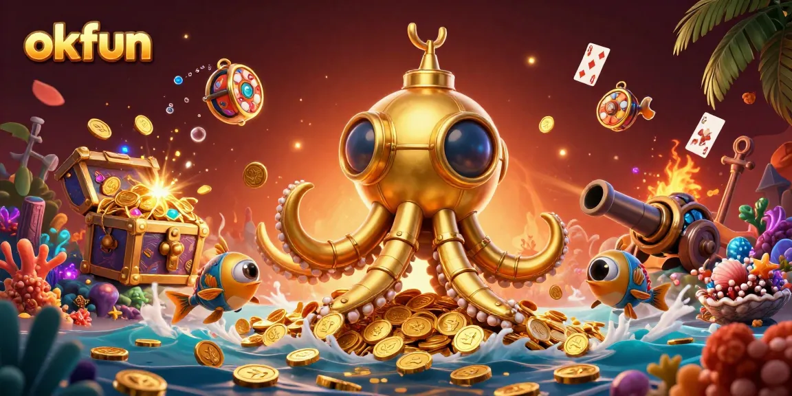 Experience the thrill of okfun by diving into a vibrant casino scene filled with slot games and treasure.