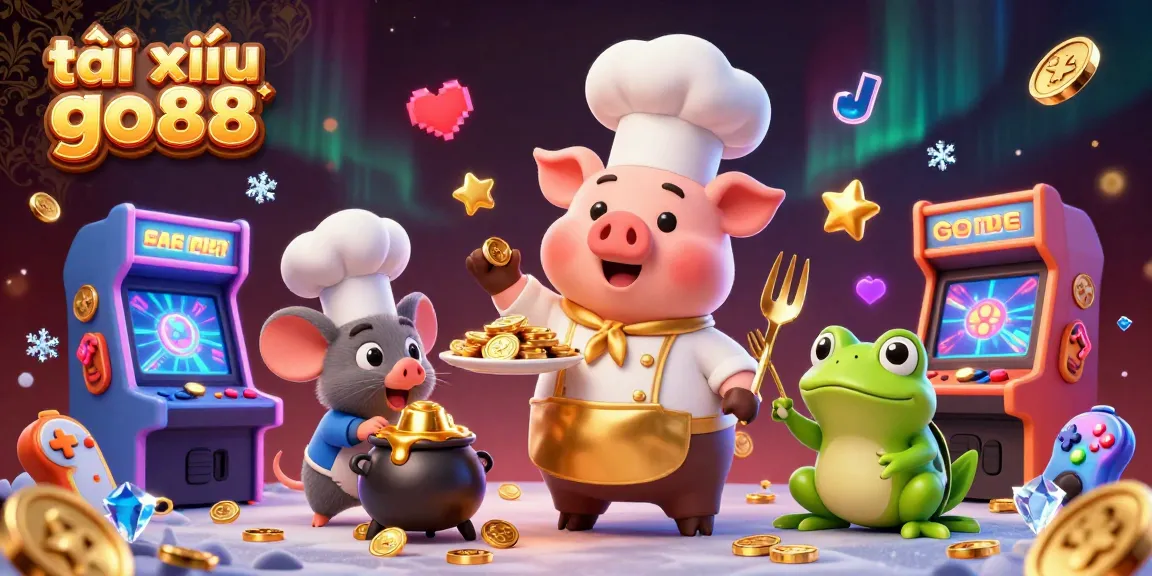 Engage in tài xỉu go88 with vibrant characters and rich casino elements, showcasing 3D illustration art.