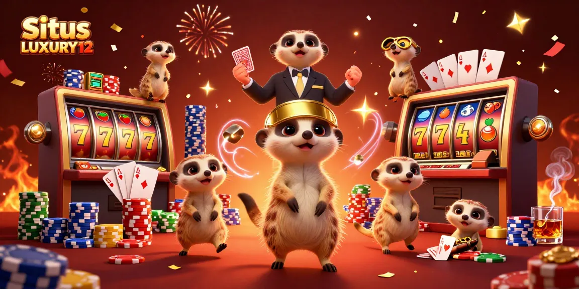 Experience the thrill at Situs LUXURY12, with animated meerkats working in a vibrant casino.