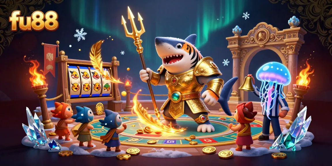 Spin the reels and enjoy the adventure at fu88 with a dynamic underwater casino scene filled with excitement.