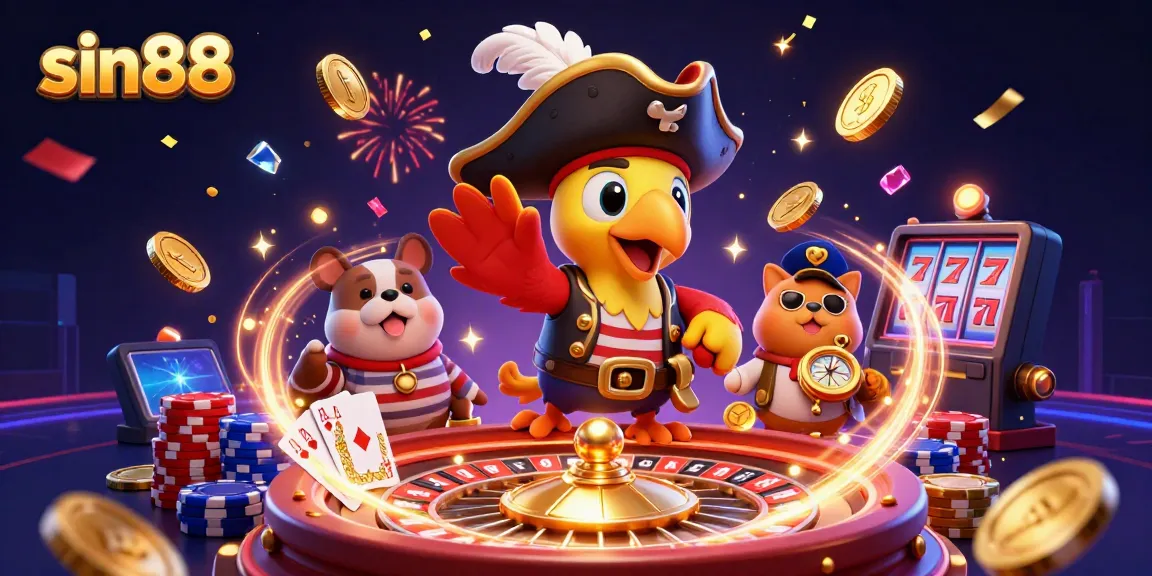 Experience the thrill of sin88 with vibrant casino elements and characters in action.