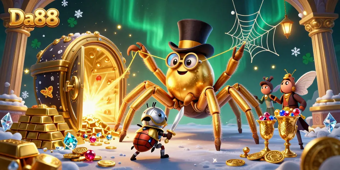 Experience thrilling gaming at Da88 with exciting 3D cartoon characters in a vibrant casino scene.