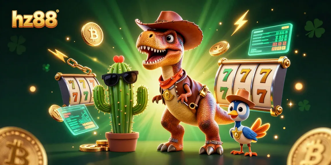 Join the excitement at hz88 by spinning slots and rolling jackpots in this thrilling 3D casino illustration.