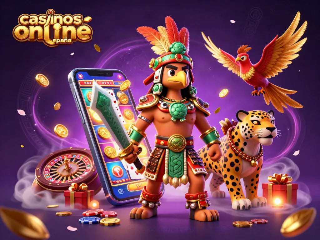 Visualiza la experiencia de juegos divertidos en casinos online España con guerreros aztecas, tragamonedas y emoción
