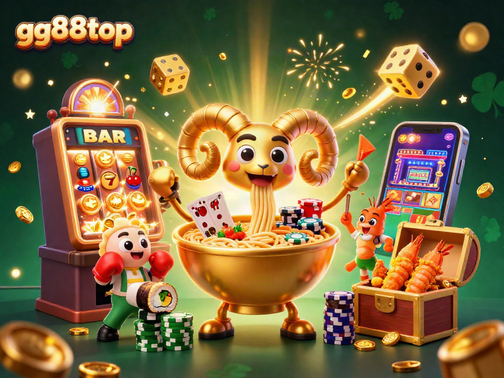 Experience thrilling gaming excitement with gg88top's dynamic casino scene featuring animated characters and vibrant elements.