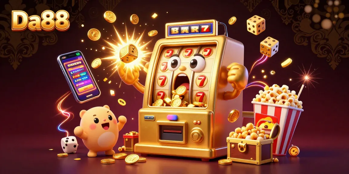 Spin the Da88 jackpot! A vibrant casino scene showcasing animated slot machines winning coins.