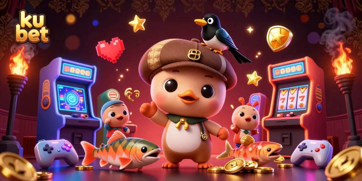 ku bet showcases a vibrant 3D casino scene with baby Nessie and friends celebrating wins