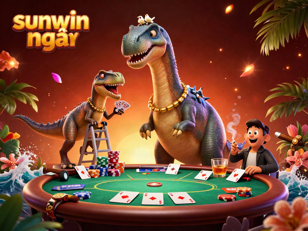 Engage with sunwin mới at a lively casino scene showcasing dynamic gameplay with colorful poker elements.