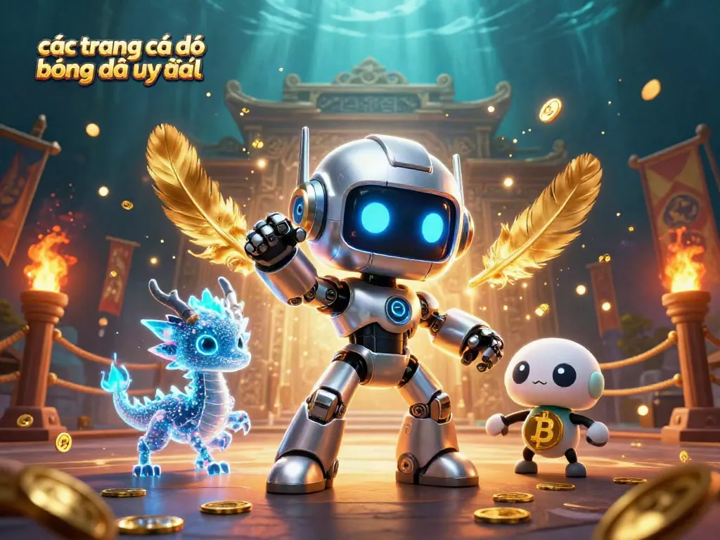 Các trang cá độ bóng đá uy tín thu hút với hình ảnh 3D sống động của robot và rồng AI, biểu trưng cho sự cá cược an toàn.