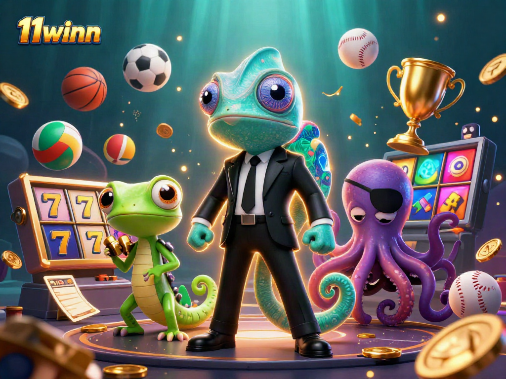 Engage with 11winn's vibrant gaming scene featuring dynamic characters and rich casino elements.