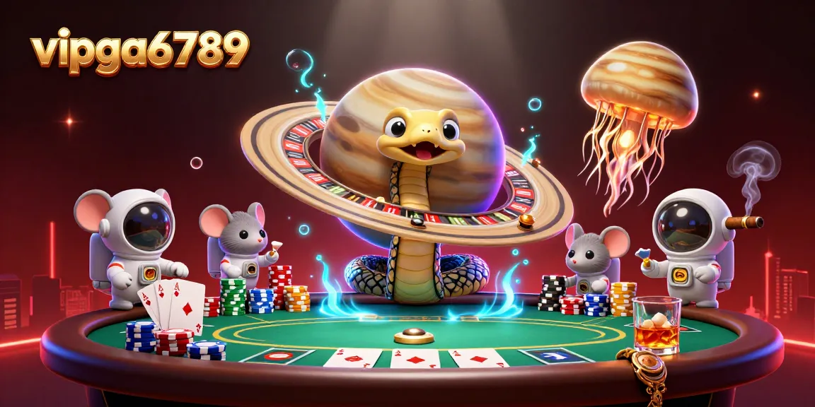 Game with vipga6789's cosmic dealer as mouse astronauts bet on a roulette ring.