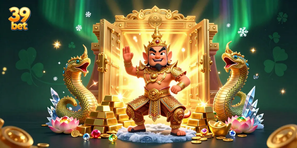 Experience the thrill of 39 bet with vibrant treasures and dynamic gaming elements in a captivating casino illustration.