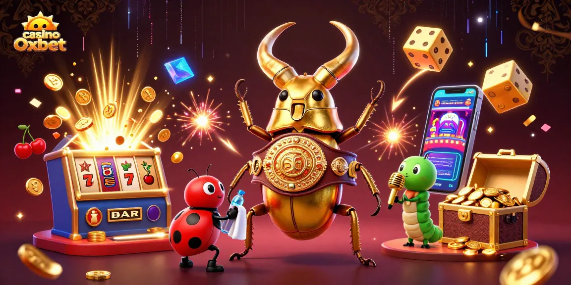 Experience the thrill of casino Oxbet with animated characters surrounded by exciting game elements.