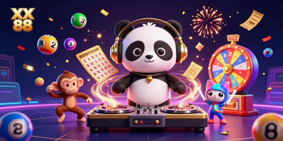 Experience XX 88 thrills with a DJ panda, dancing monkey, and kitten in a vibrant casino scene.
