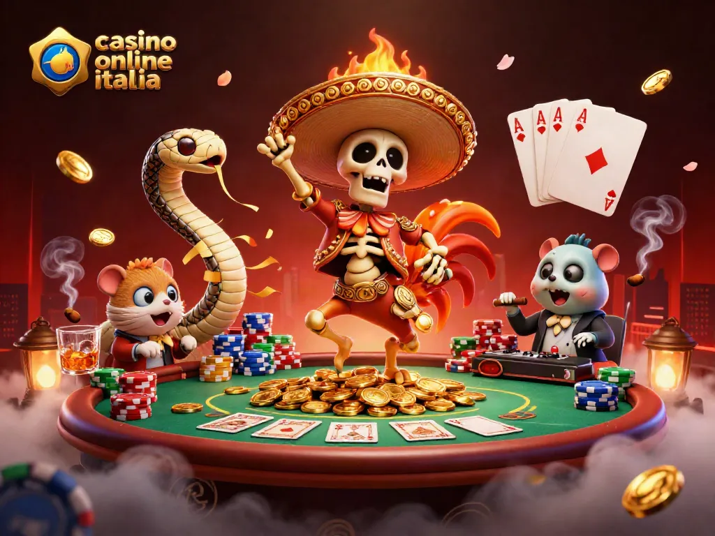 Unisciti ai giochi nel casino online italia mentre un pollo mariachi danza sui soldi.