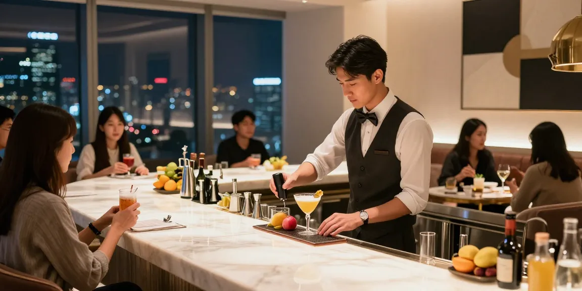 강남 세이렌에서 칵테일을 즐기는 손님들과 세련된 분위기