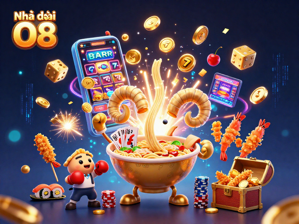 Engaging scene showcasing Nhà cái O8's dynamic gambling action with colorful casino elements and characters.