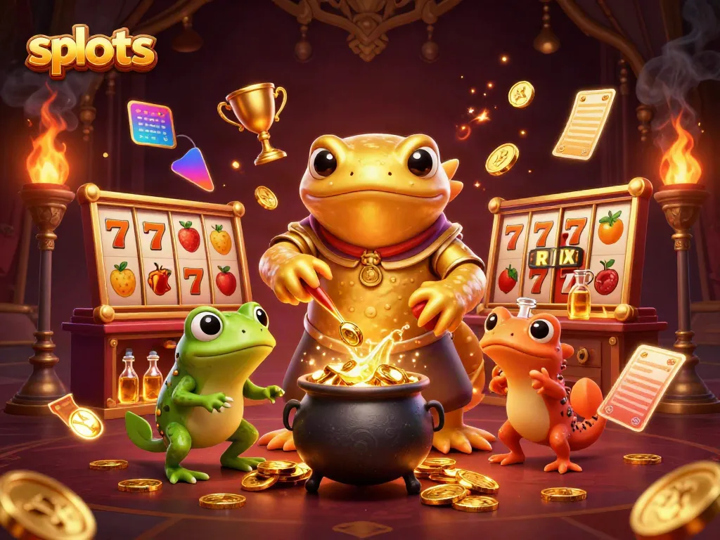 Spin the slots with dynamic lucky 7s and golden rewards in a magical casino scene.