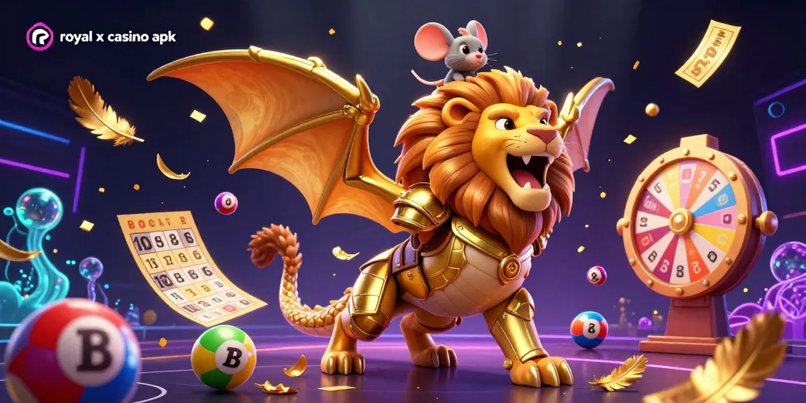 Experience the thrill of winning with royal x casino apk in this vibrant 3D illustration featuring dynamic lottery elements.