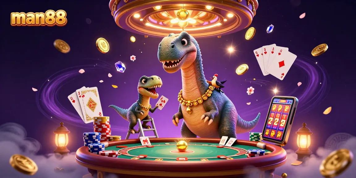 Experience the excitement of man88 with a colorful 3D casino illustration showcasing thrilling gameplay.
