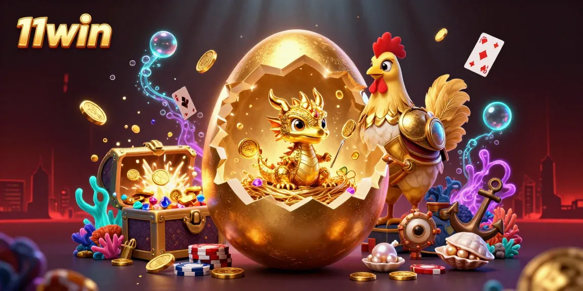 Experience thrilling gaming action with 11win - golden dragon and poker chips amidst vibrant casino visuals.