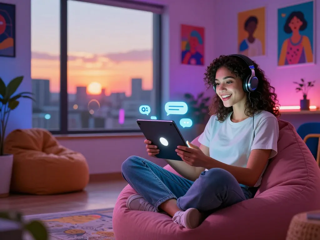 Interactive engagement in ai porn chat with a dynamic AI character.