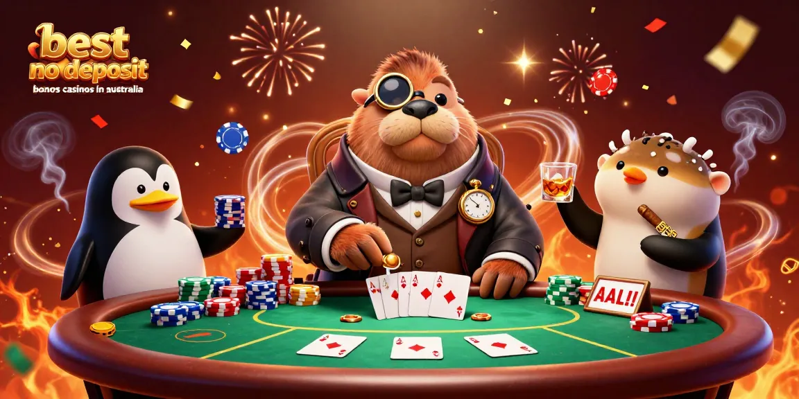 Experience the excitement at the best no deposit bonus casinos in Australia with this engaging illustration.