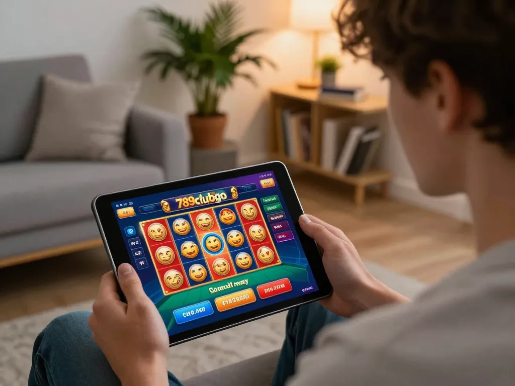 Play exciting games on 789clubgo tablet app in a cozy home environment.