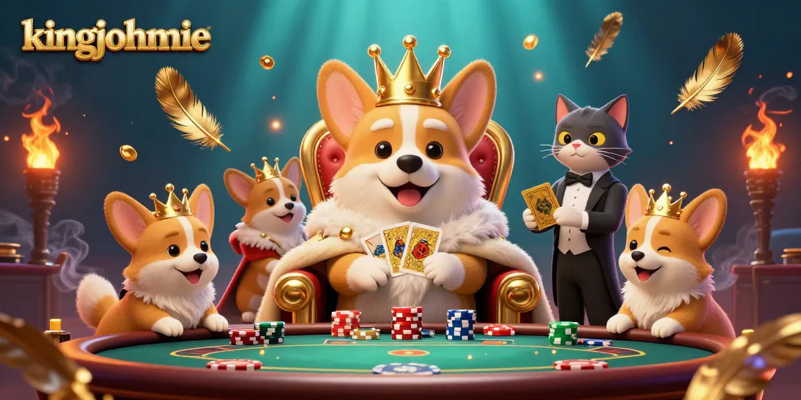 Engage with kingjohnnie’s royal corgi at the poker table, exuding luxury and excitement.