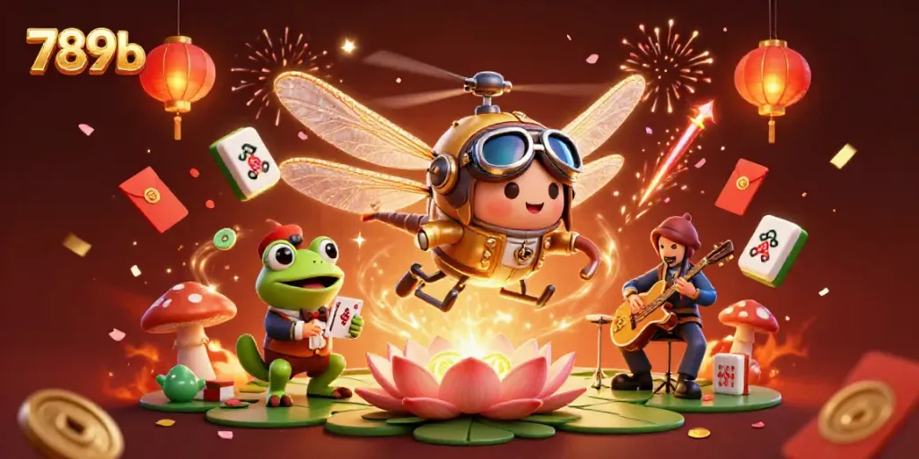 Experience thrilling gaming at 789b with vibrant visuals of a dynamic casino scene featuring unique characters and game elements.