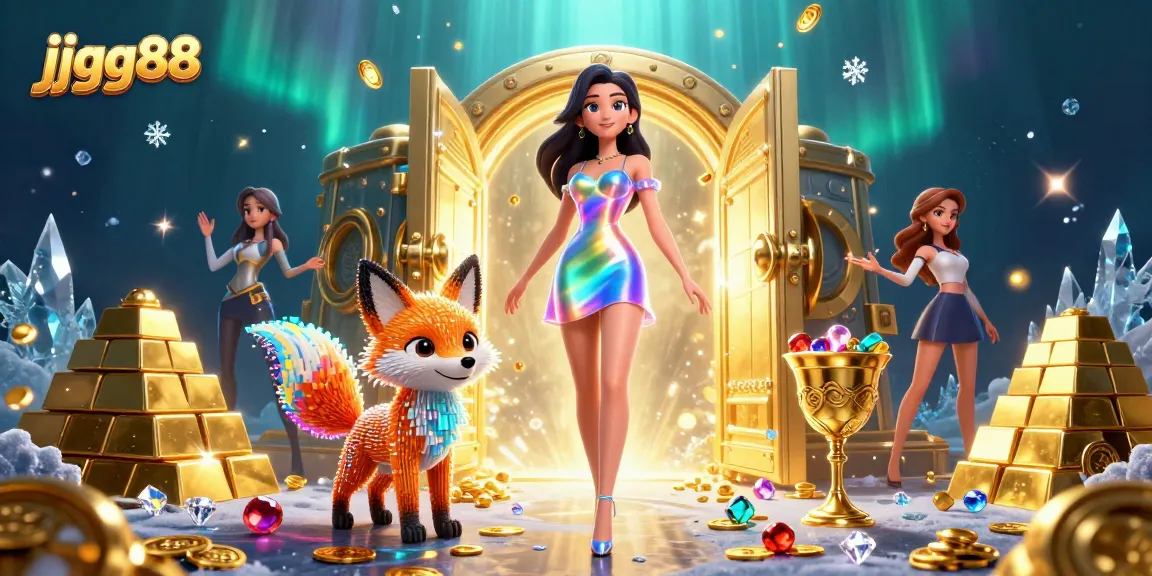 Experience thrilling gaming action with jjgg88 in a vibrant 3D casino world filled with treasures.