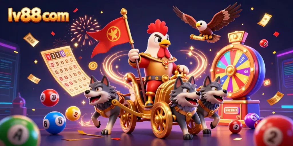 Experience excitement with lv88 com as a rooster warlord leads the gaming adventure!