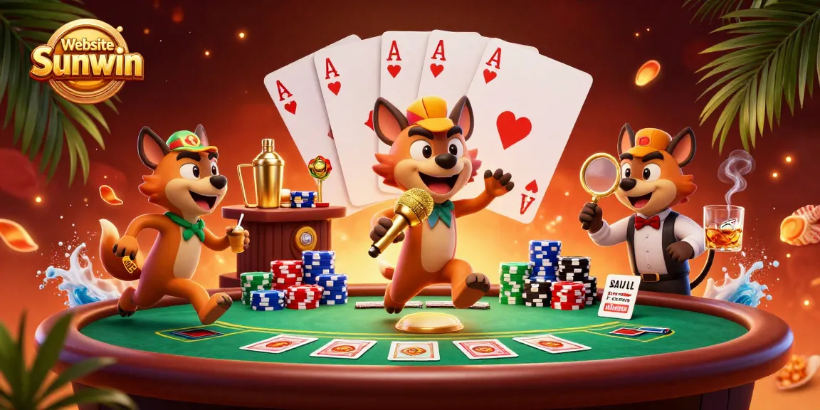 Engage in thrilling experiences at Website Sunwin's vibrant casino scenes with lively hyena characters.