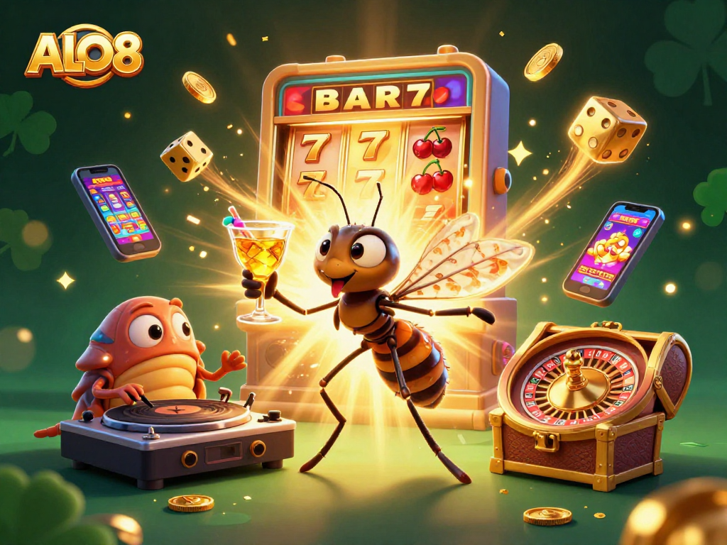 Play and win with ALO8's vibrant online casino experience featuring rich 3D characters and game elements.