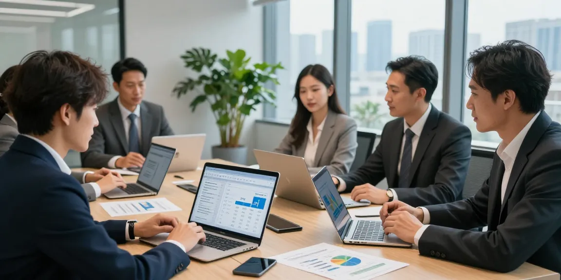 Professionals discussing ways to switch business energy supplier in a modern office setting.
