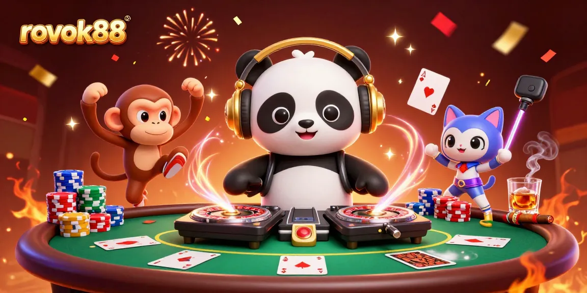 Experience the thrill of rokok88 with this vibrant 3D casino scene featuring playful characters and exciting game elements.