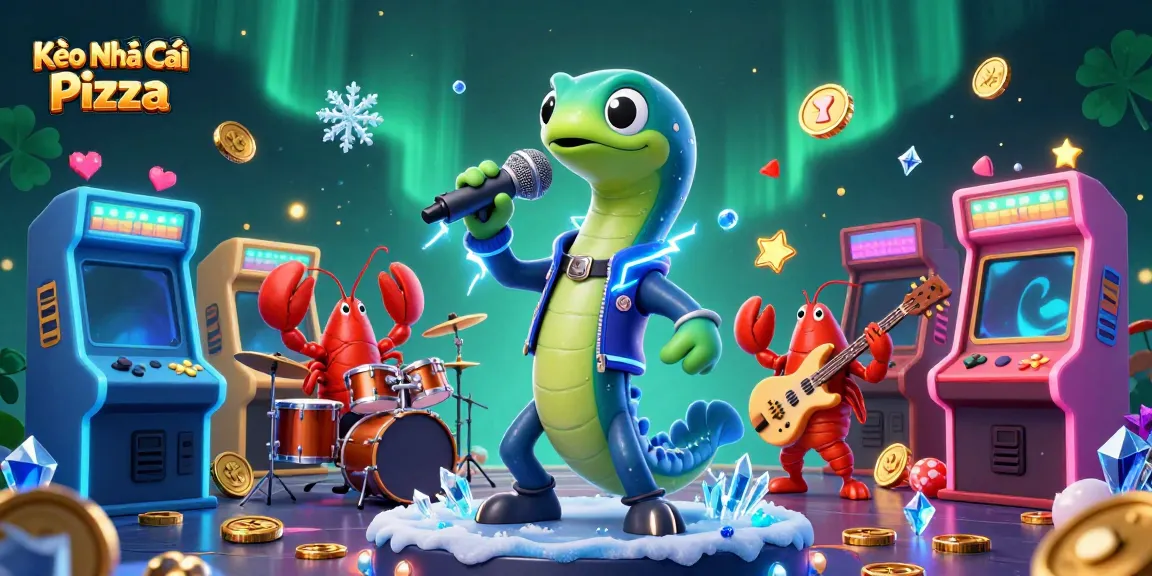 Engaging Kèo Nhà Cái Pizza scene with an electric eel DJ and vibrant gaming elements.