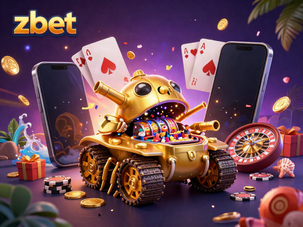 Engage in vibrant online gaming with Zbet's animated casino experience featuring jackpots and colorful slots.